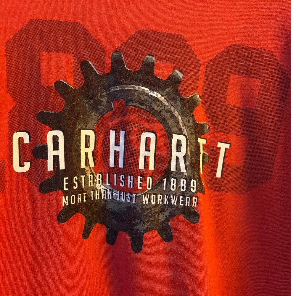 Carhartt Mens Red T Shirt Established 1889 Graphic Print Relaxed Fit Size L